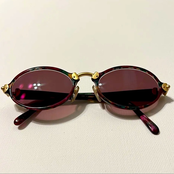 Vintage Jacomo Womens Italy Sunglasses Round Tortoise Teal Designer Gold Brass - Picture 2 of 10